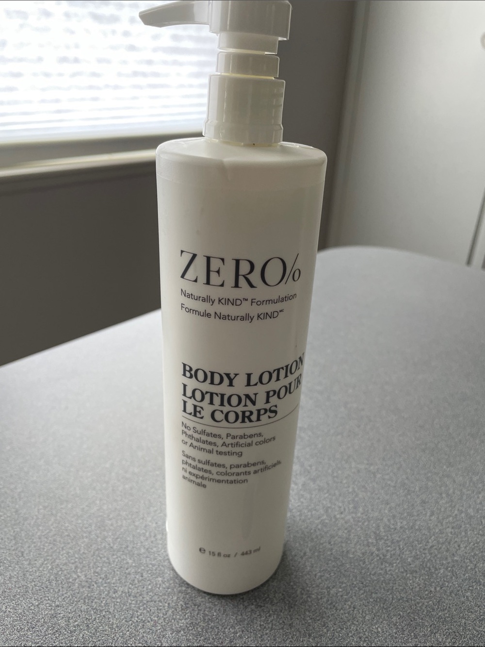ZERO% Naturally KIND Body Lotion in White Pump Bottle 15oz